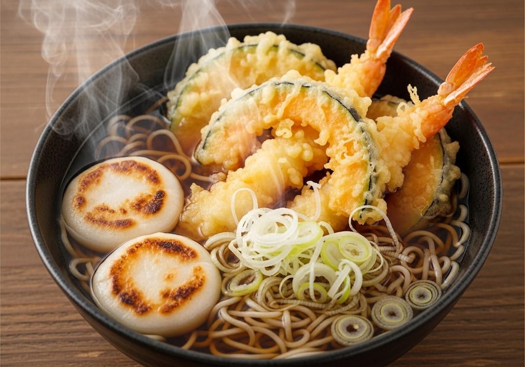 摩訶不思議食堂の餅入り天麩羅蕎麦