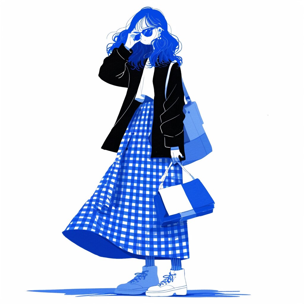 ギンガムチェックのロングスカート