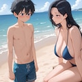 母と息子は休みの日にビーチへ出かけた！ 6枚目