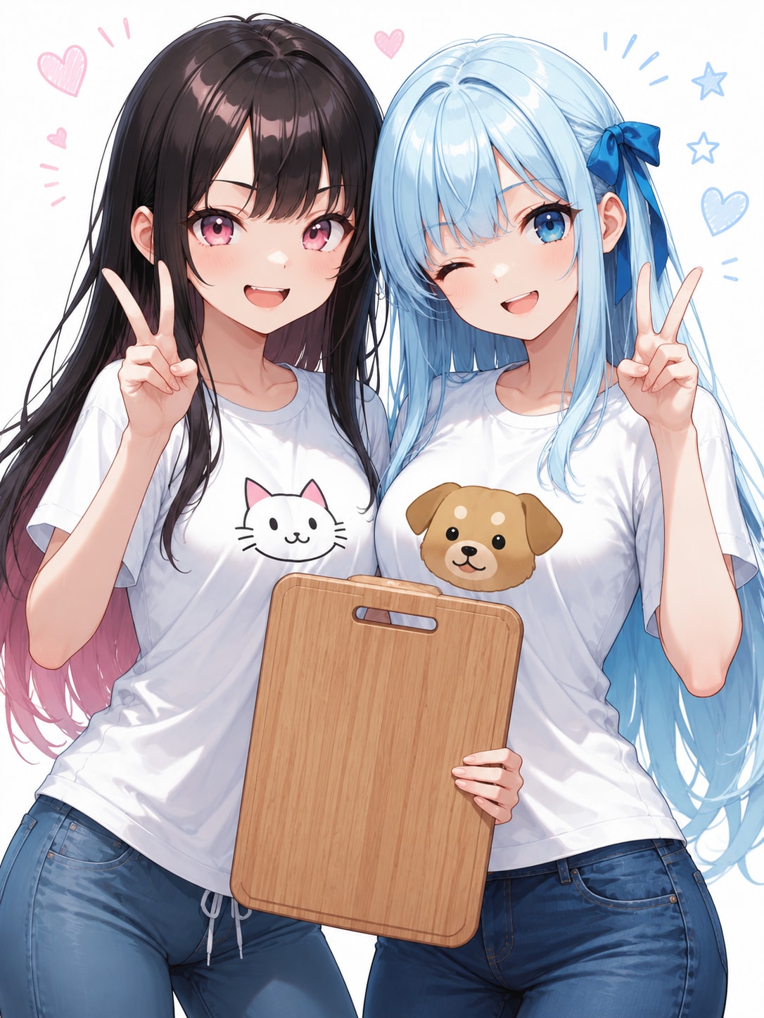 板野ちゃんと優葵ちゃんでまな板持ってツーショット写真