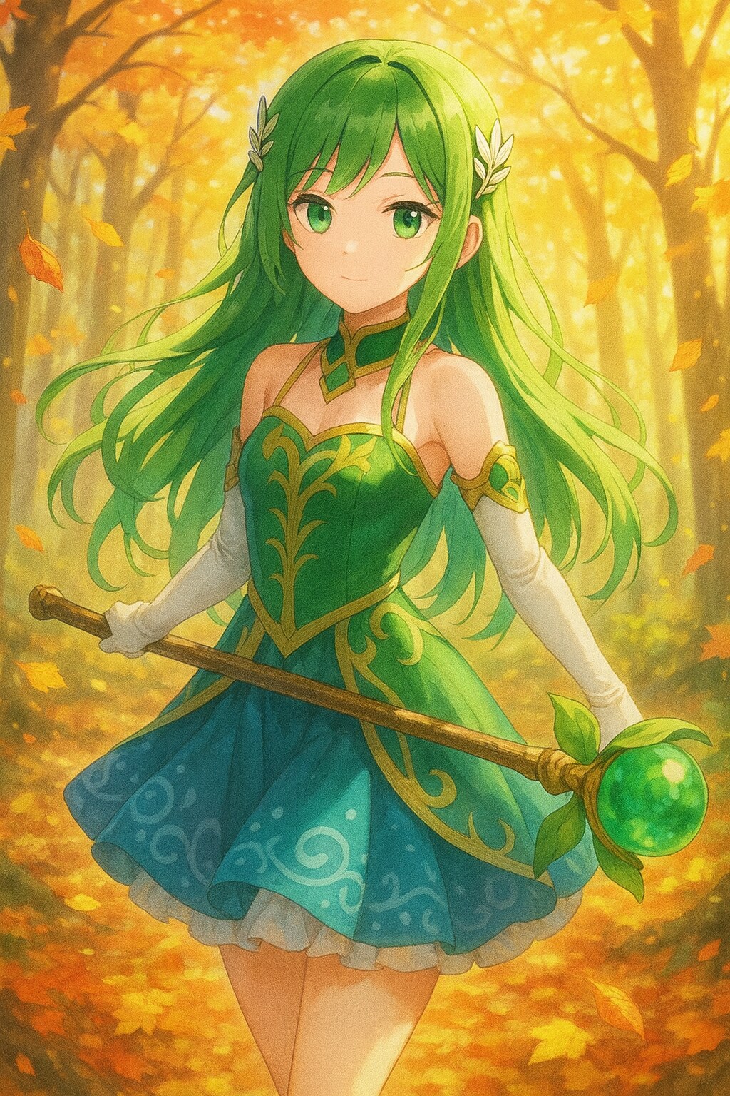 秋の絨毯を歩む魔法少女