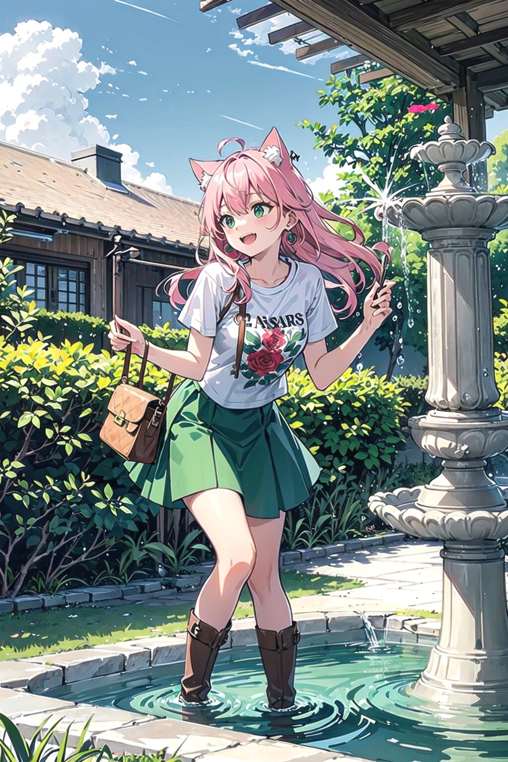キャハッ💕噴水の中入っちゃった💕