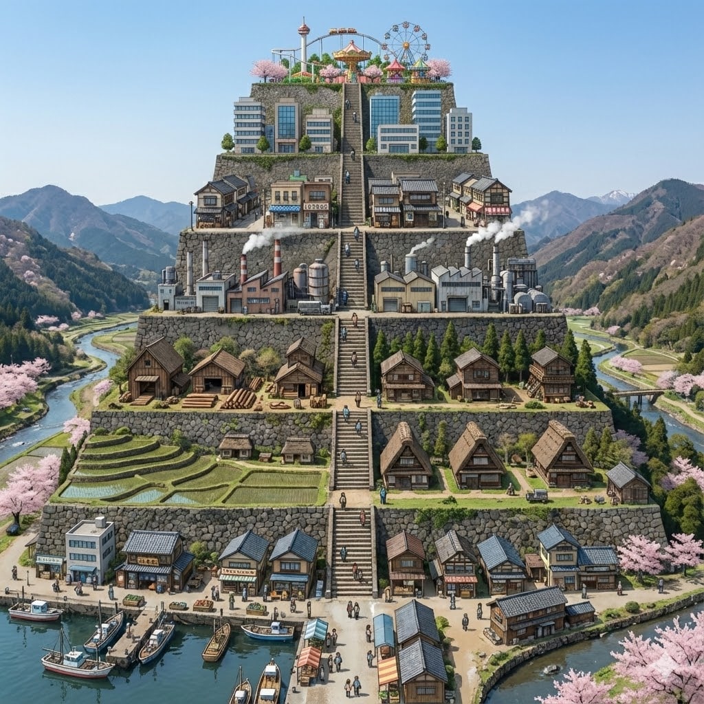 産業別に住み分ける雛壇