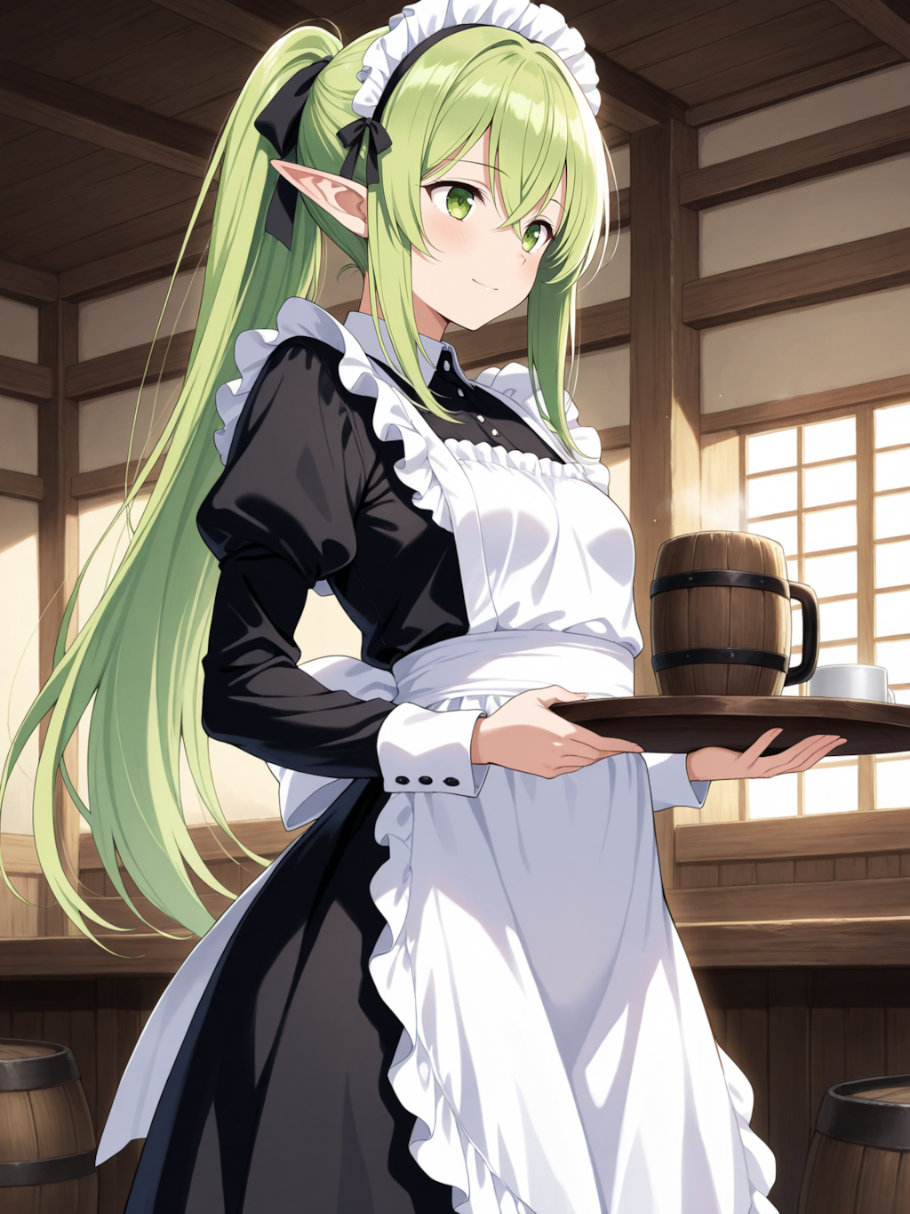 酒場で働くエルフさん