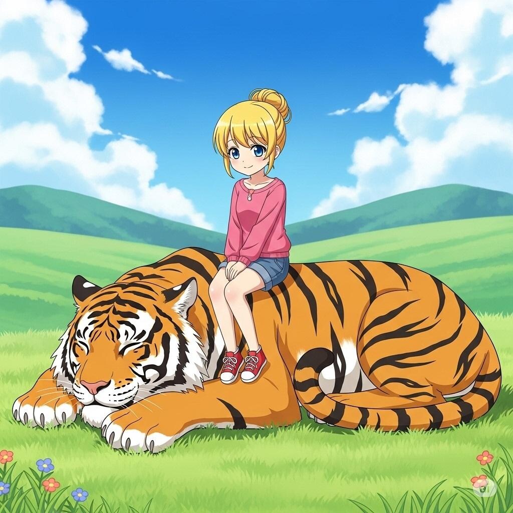 虎を大きな猫だと思っている女の子