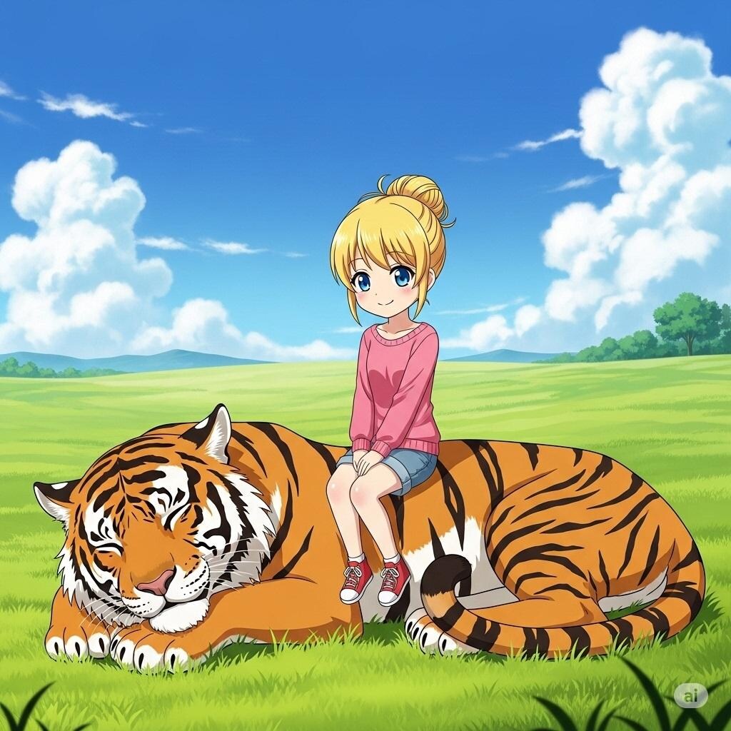 虎を大きな猫だと思っている女の子