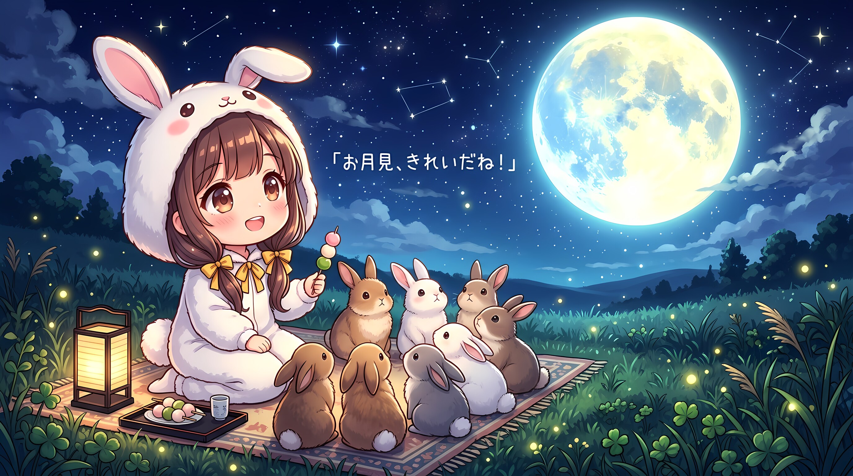【ままなくお月見！】お月見中２ | の人気AIイラスト・グラビア