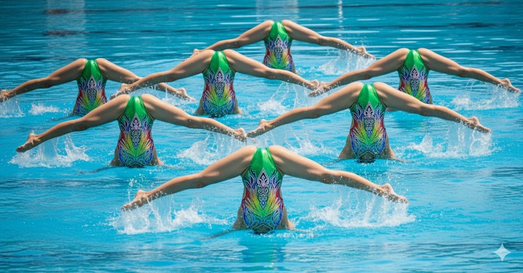 シンクロ　チームの大開脚②