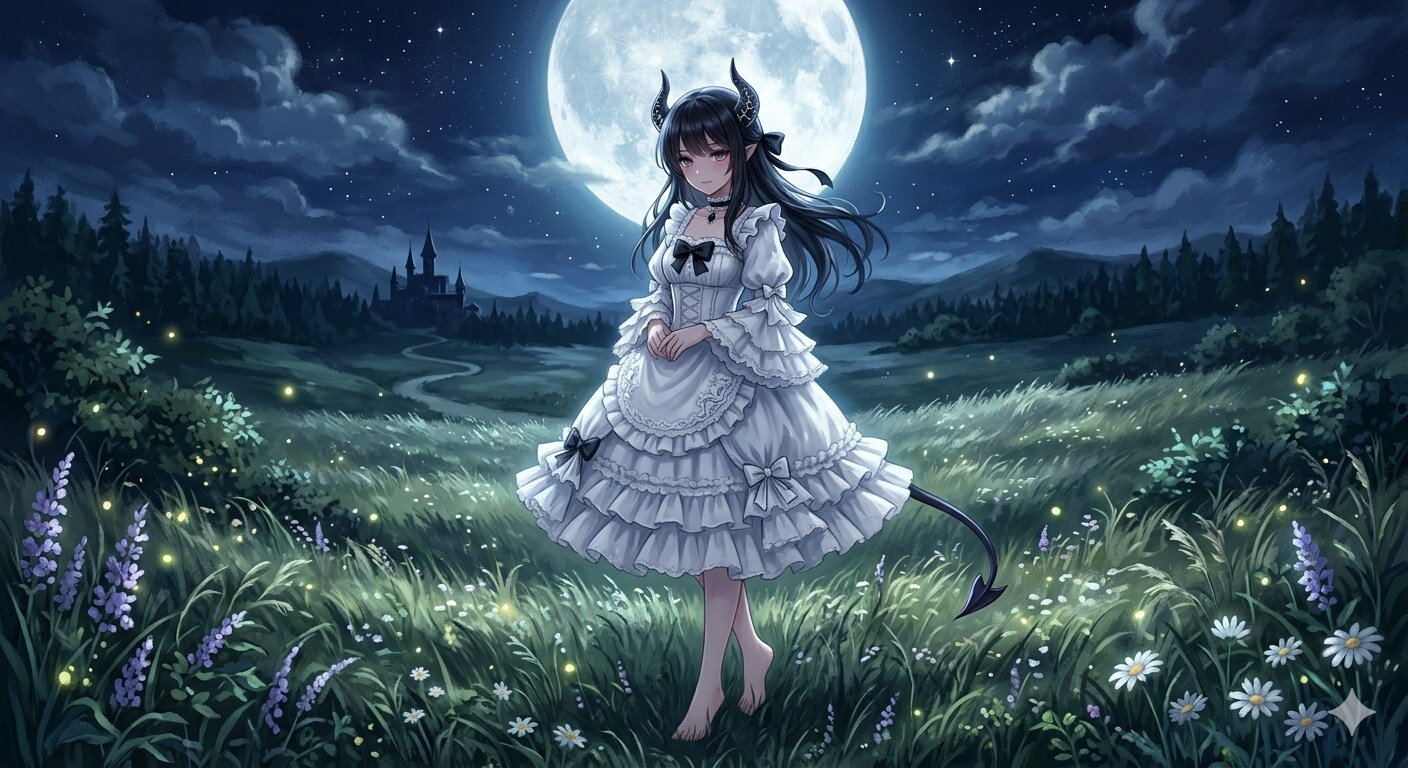 月下の白悪魔ちゃん | の人気AIイラスト・グラビア