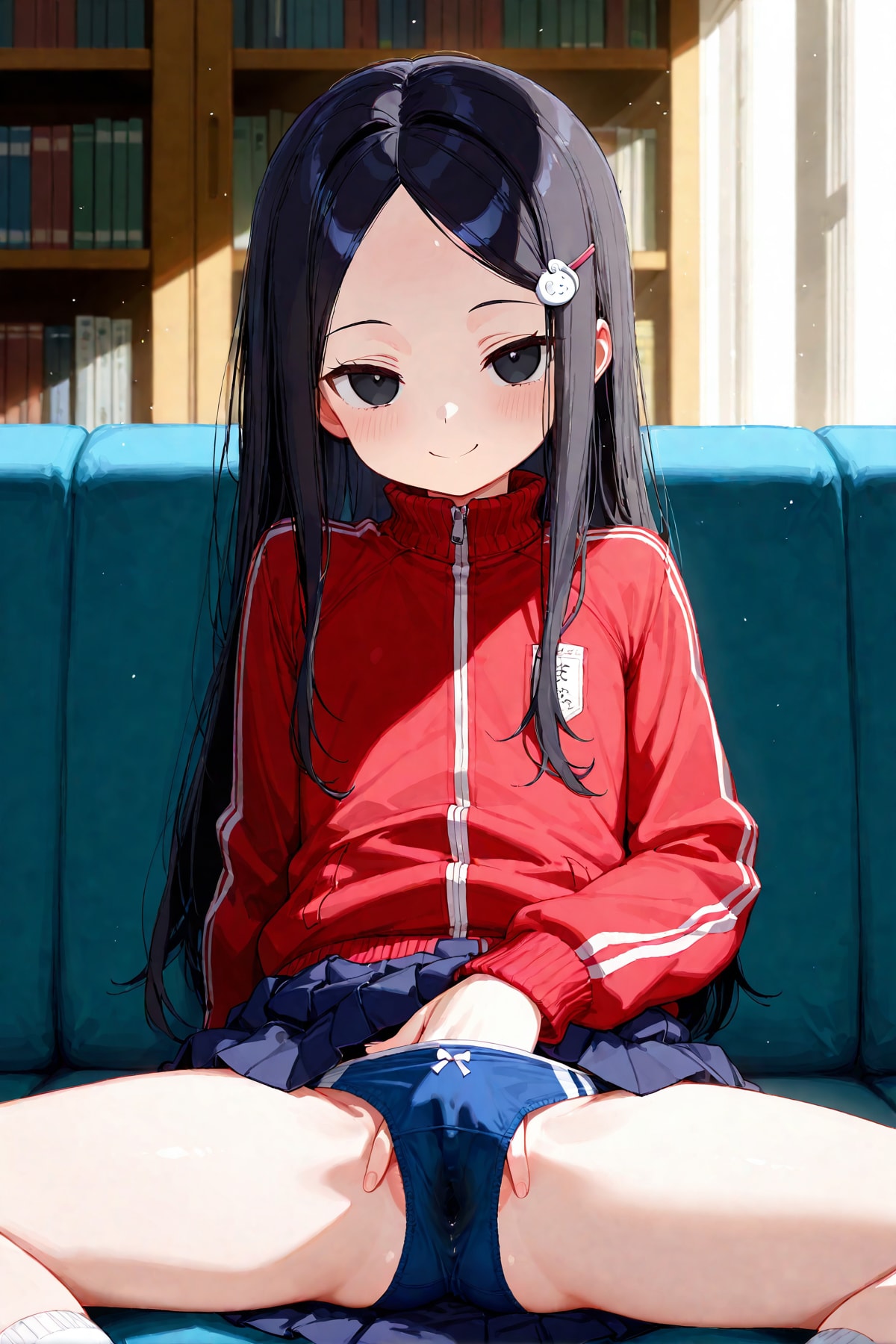 図書室ブルマずらし挿入
