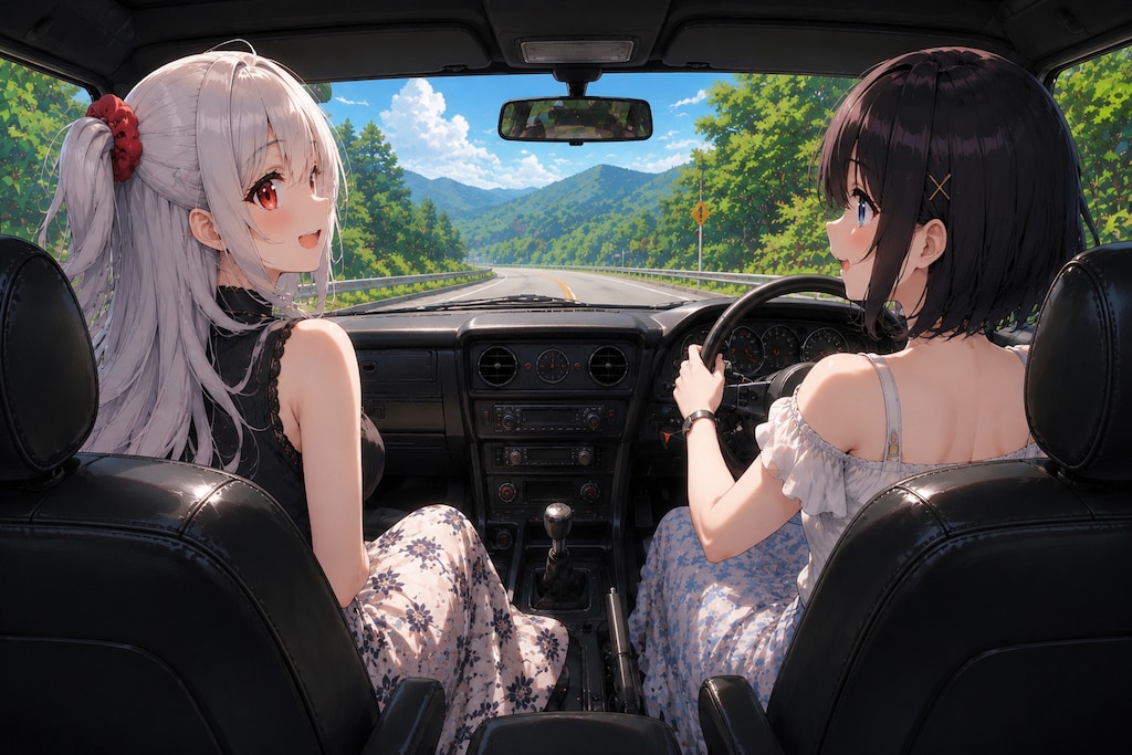 ドライブ中も既に女子会