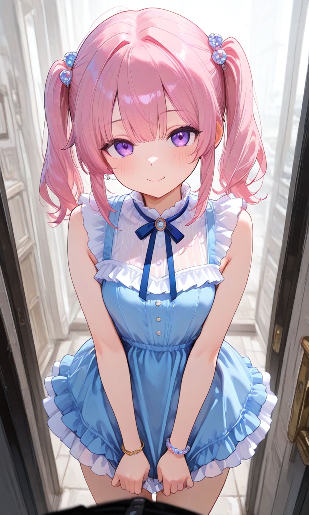ピンクのツインテール
