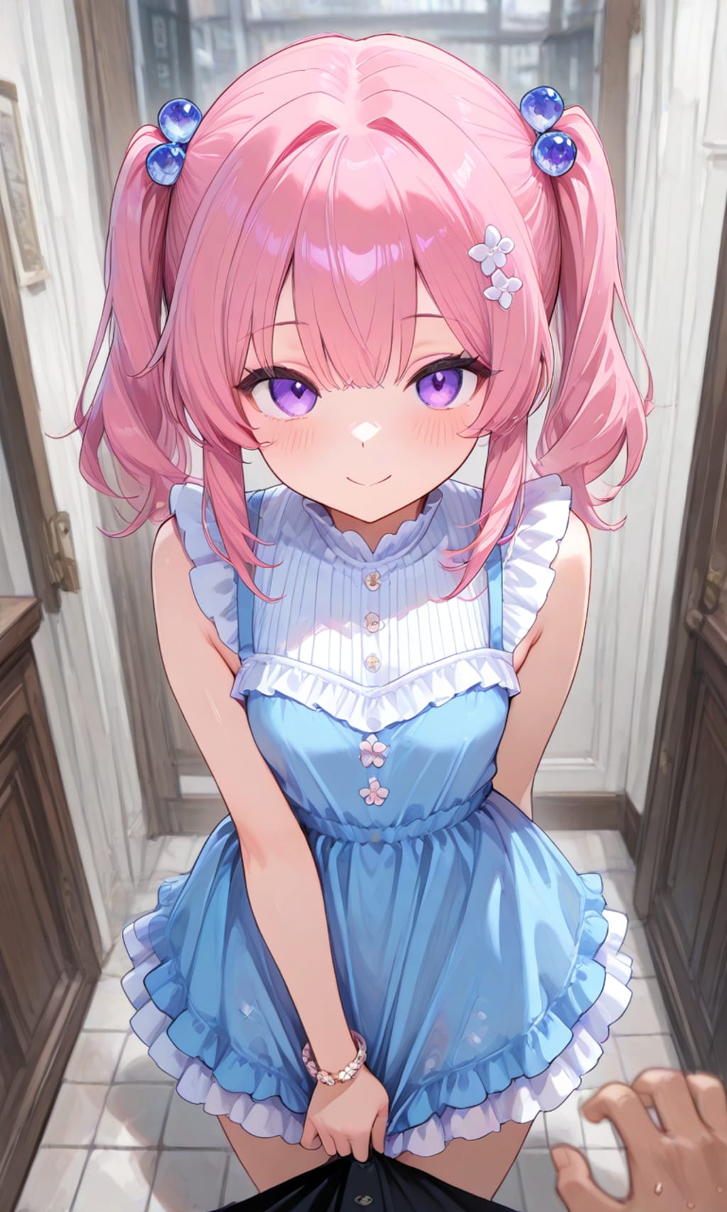 ピンクのツインテール