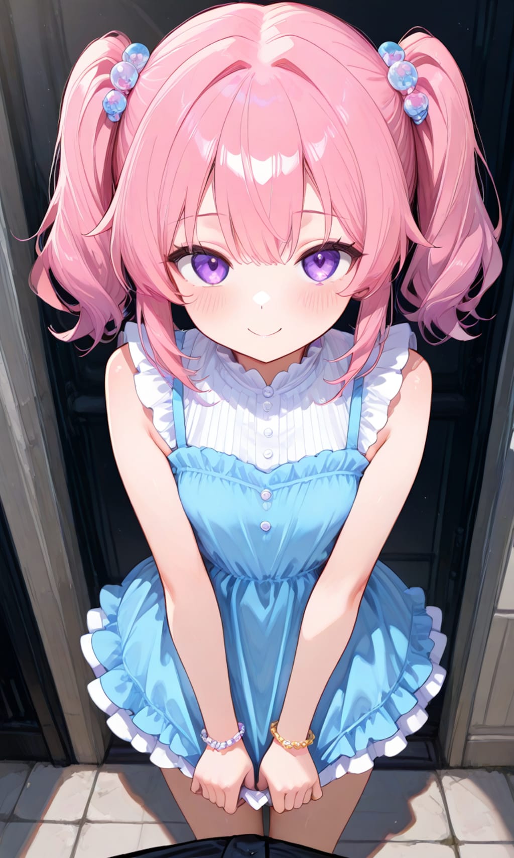 ピンクのツインテール