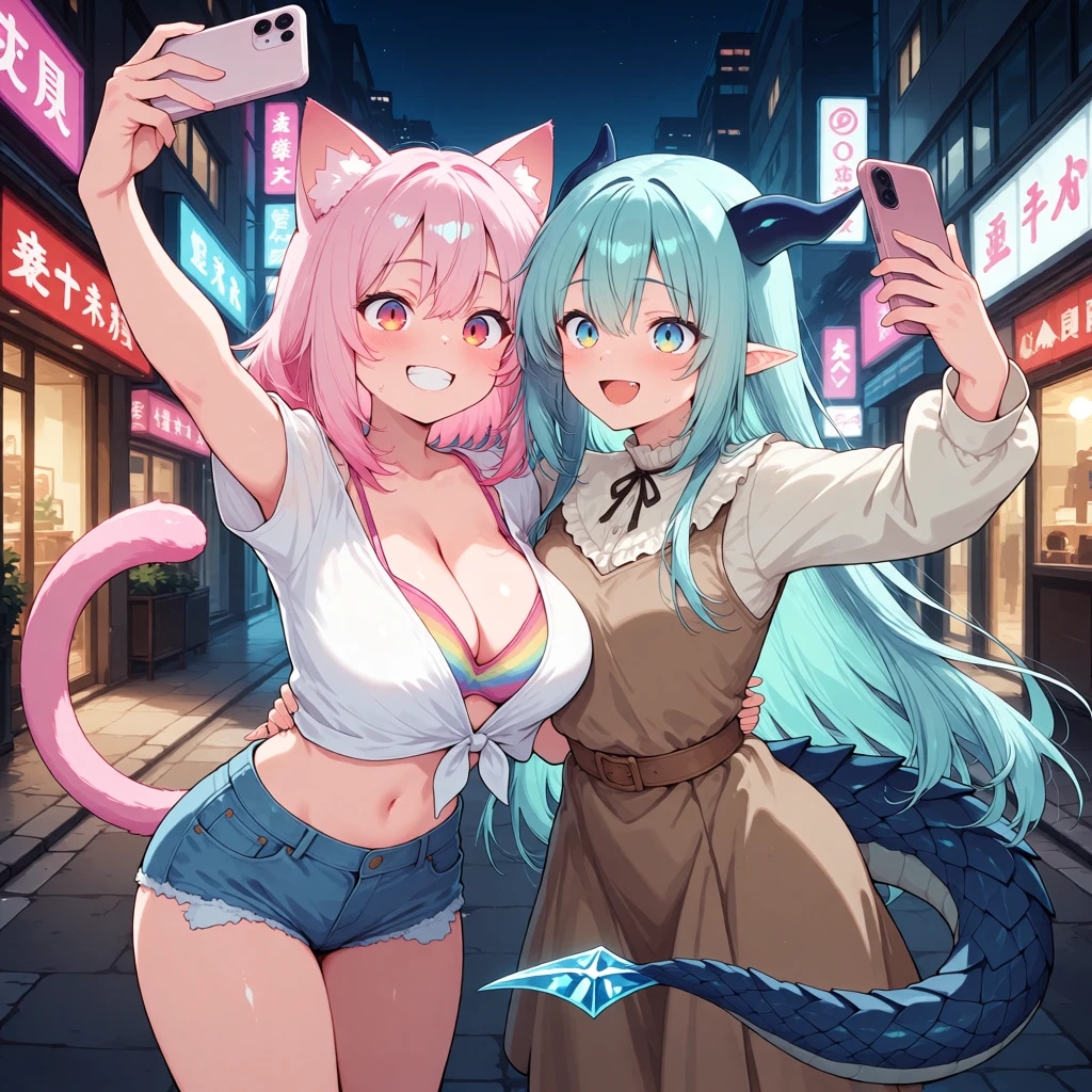仲良し自撮り＠夜の繁華街 krea2版