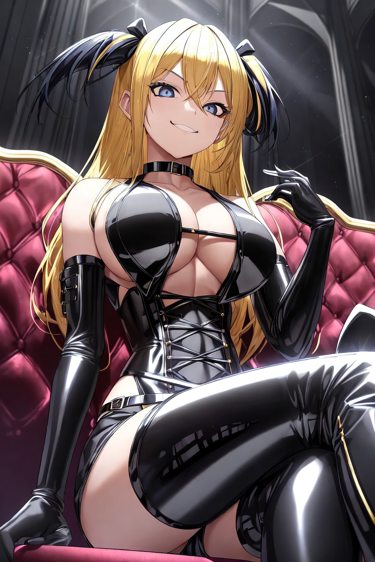 金髪ツーサイドアップドSボンデージ女王様ちゃん HolaraAI