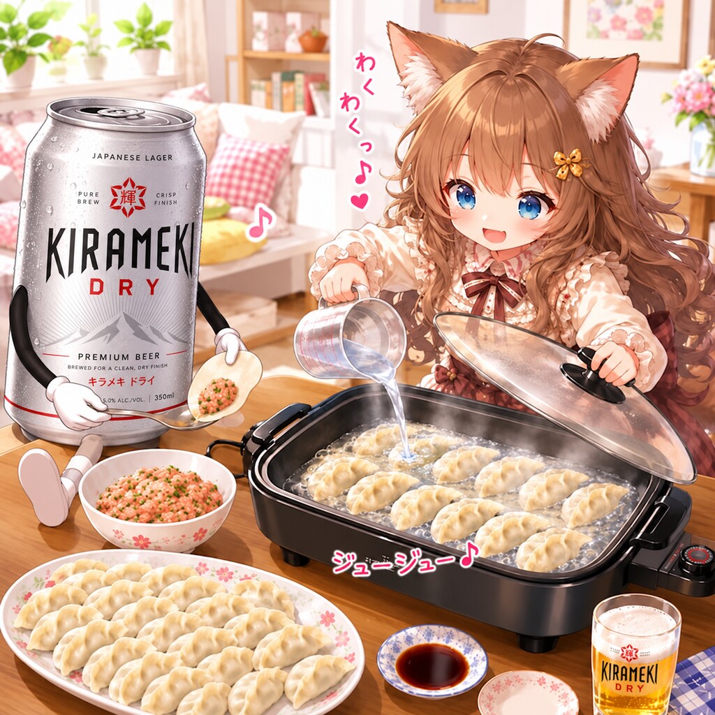 餃子パーティーの小さな女の子