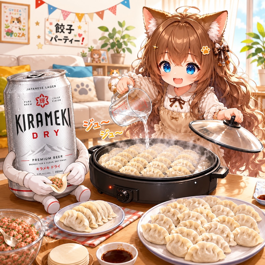 餃子パーティーの小さな女の子