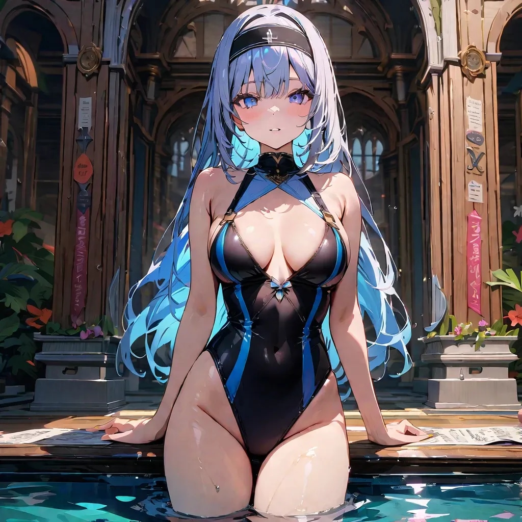 日差し差し込む地下のプール！！