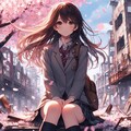 終末世界の桜と少女🌸 2枚目