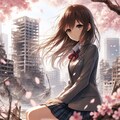 終末世界の桜と少女🌸 3枚目