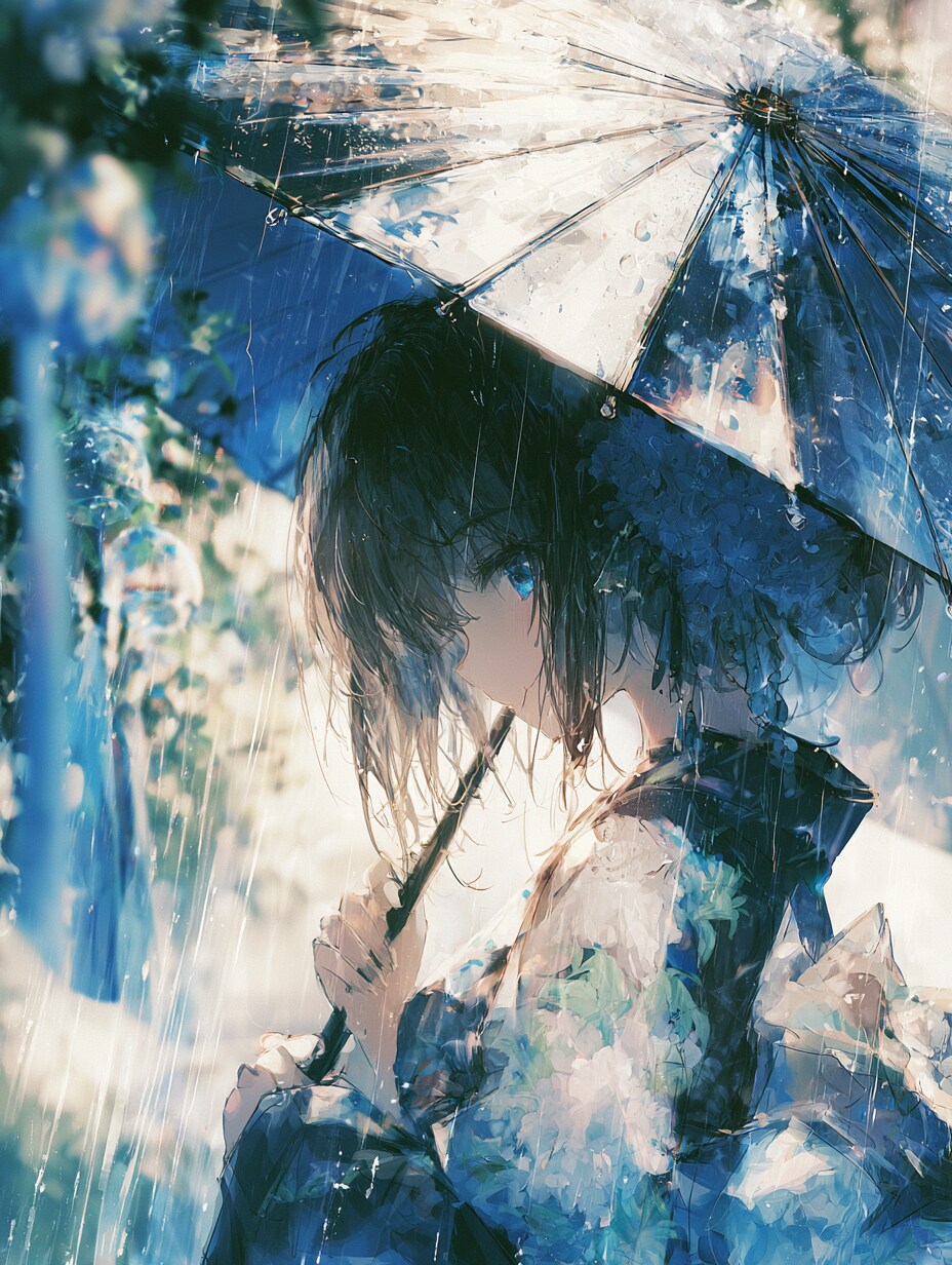 浴衣と雨