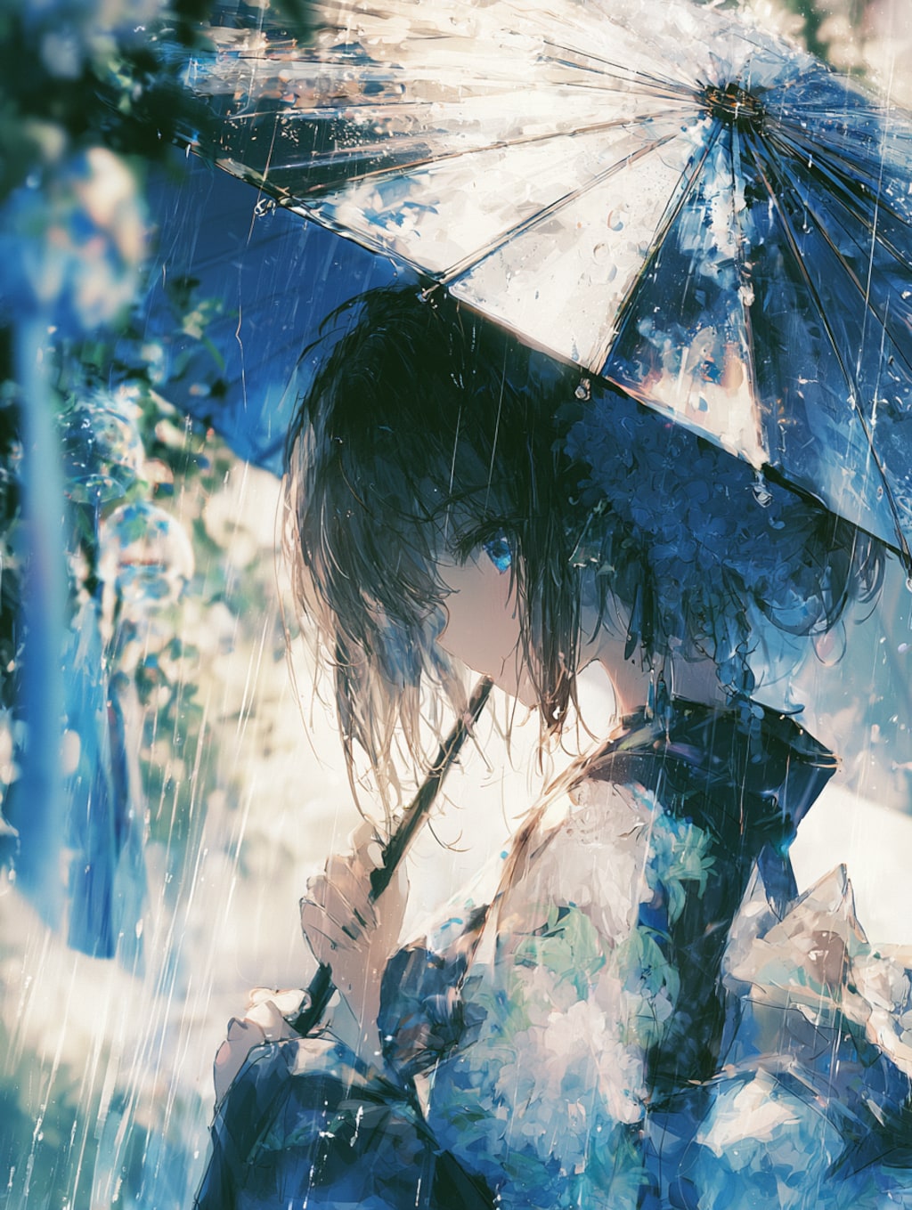 浴衣と雨