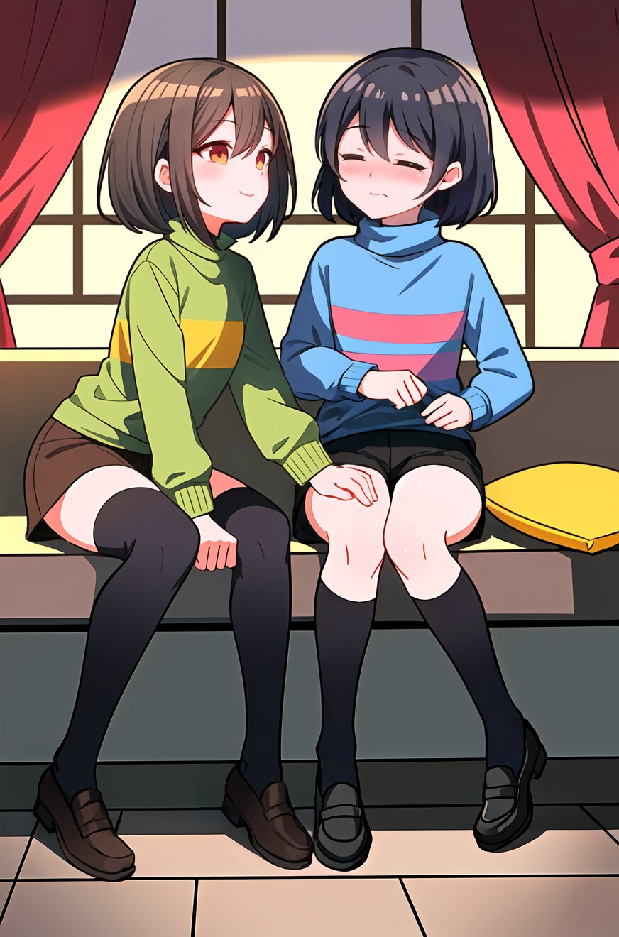 フリスクのふとももをさわさわするキャラちゃん