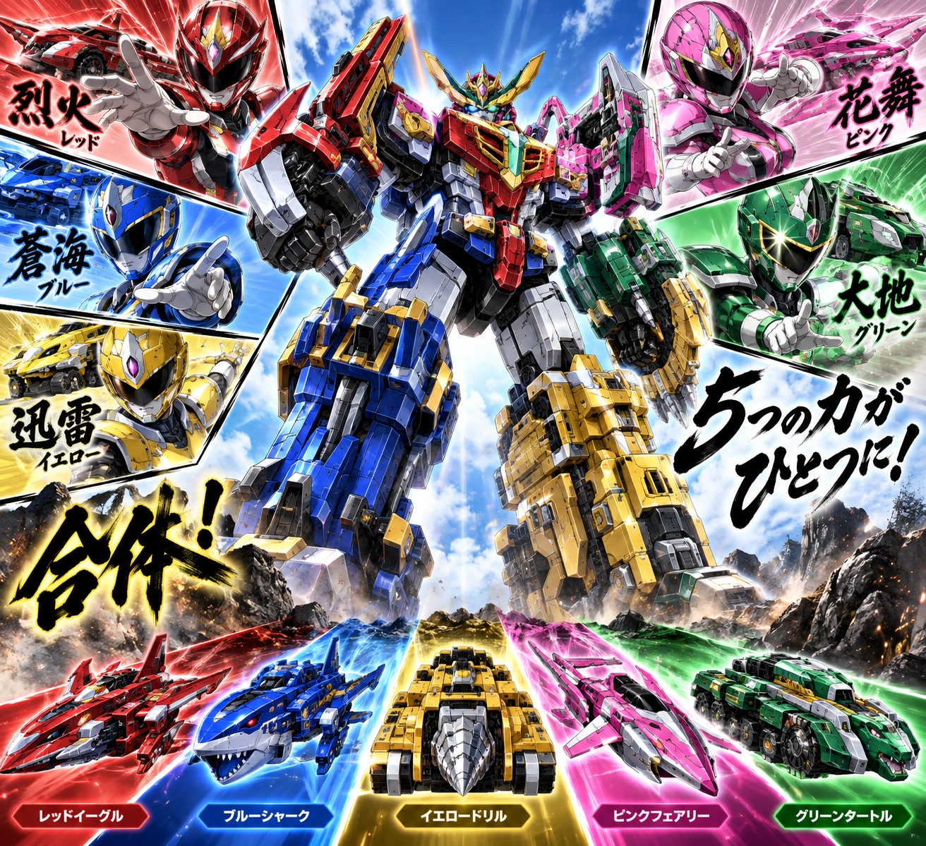 『五機合体！轟天戦隊ゴウレンジャー』☆13/100 | の人気AIイラスト・グラビア