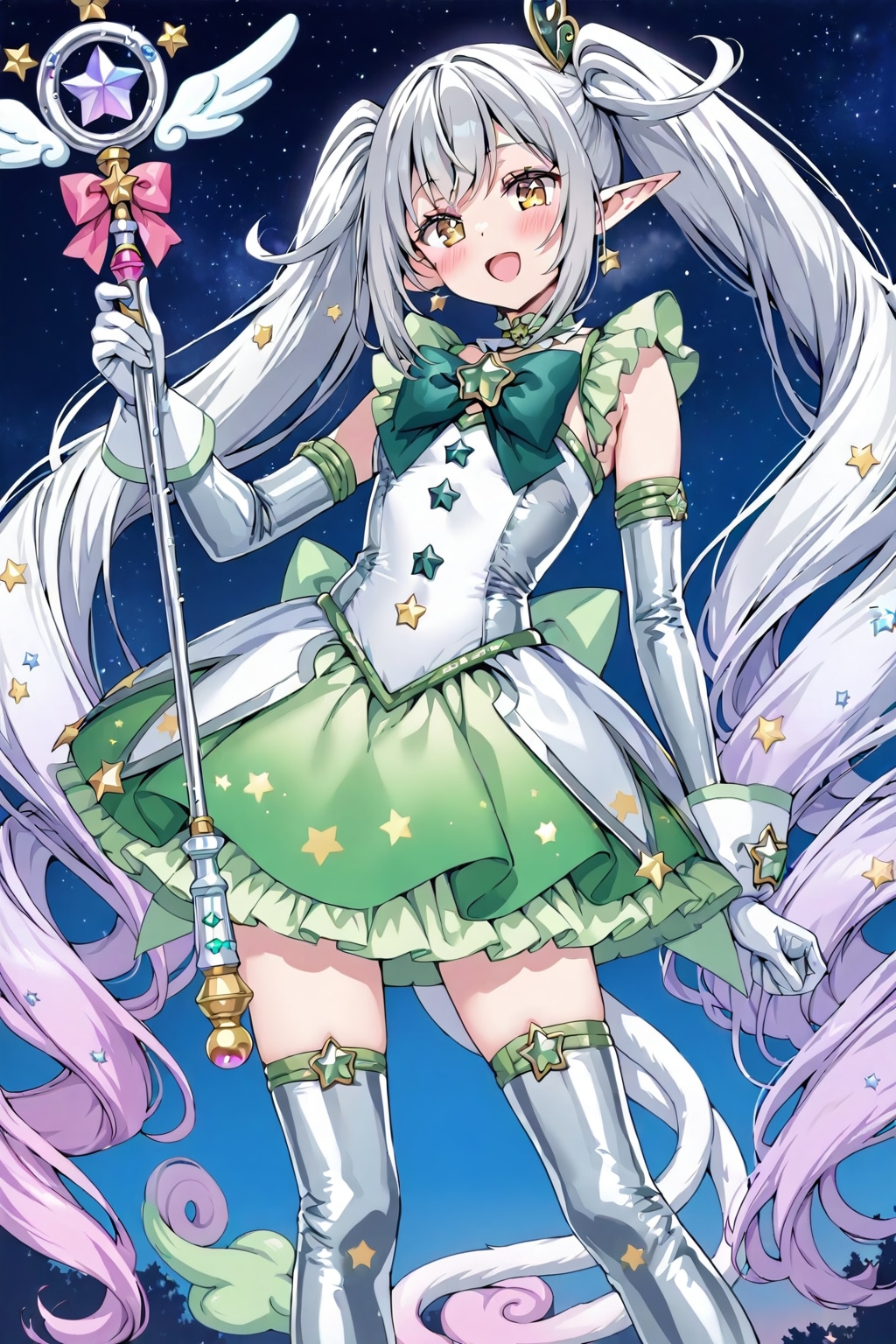 魔法少女な銀髪エルフの女の子