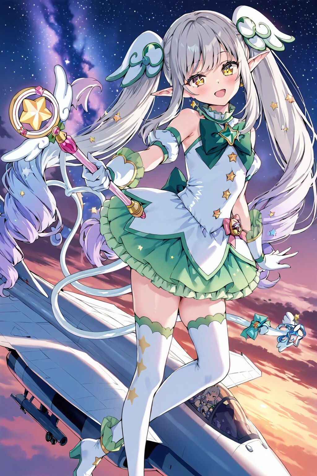 魔法少女な銀髪エルフの女の子