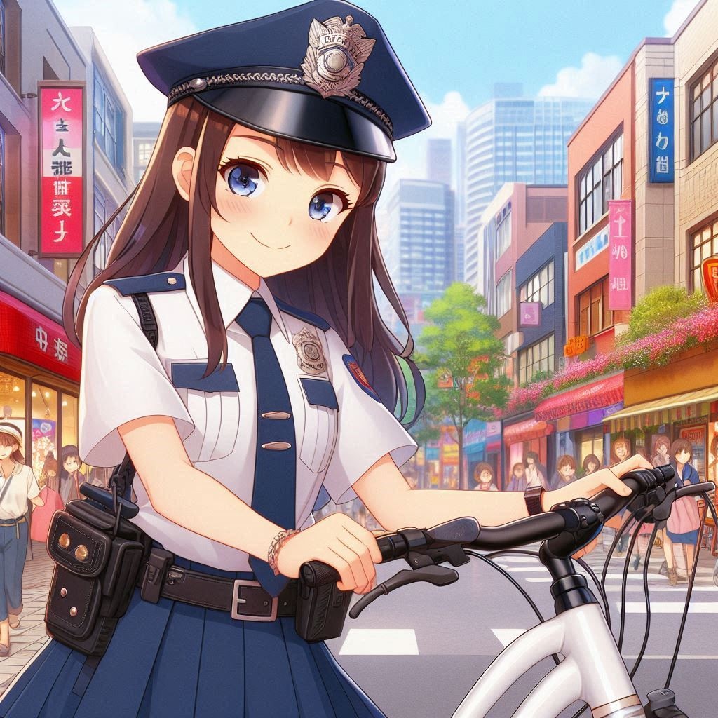 自転車と警察官