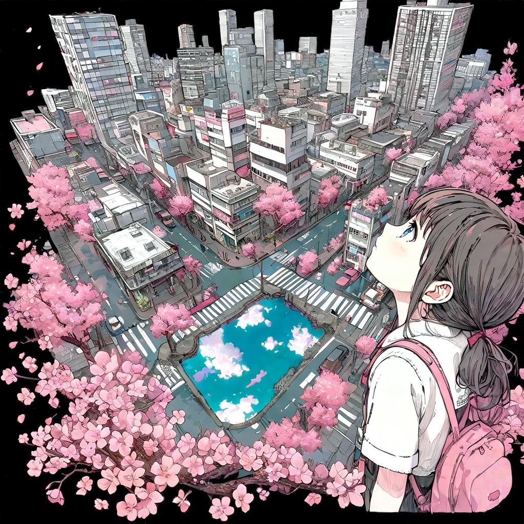 街と水たまり、少女202