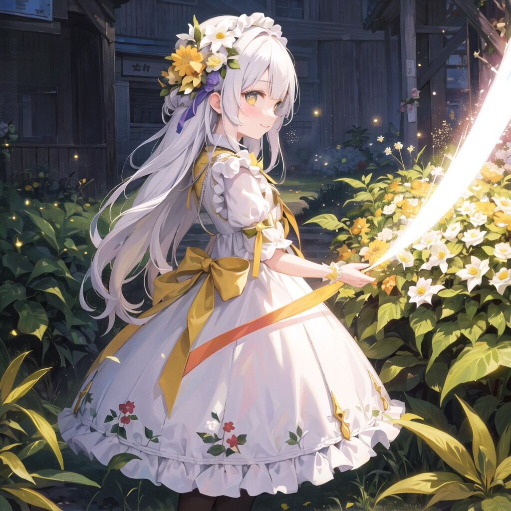 花畑に咲く光帯