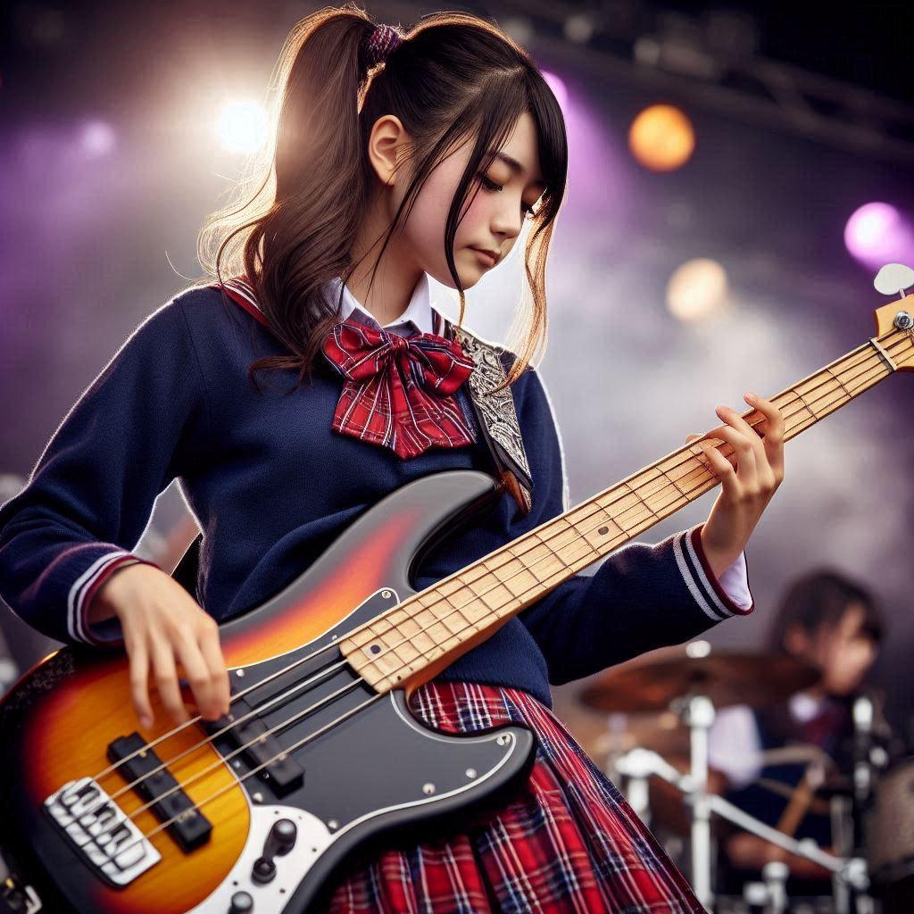 ベースを弾く女の子 | の人気AIイラスト・グラビア