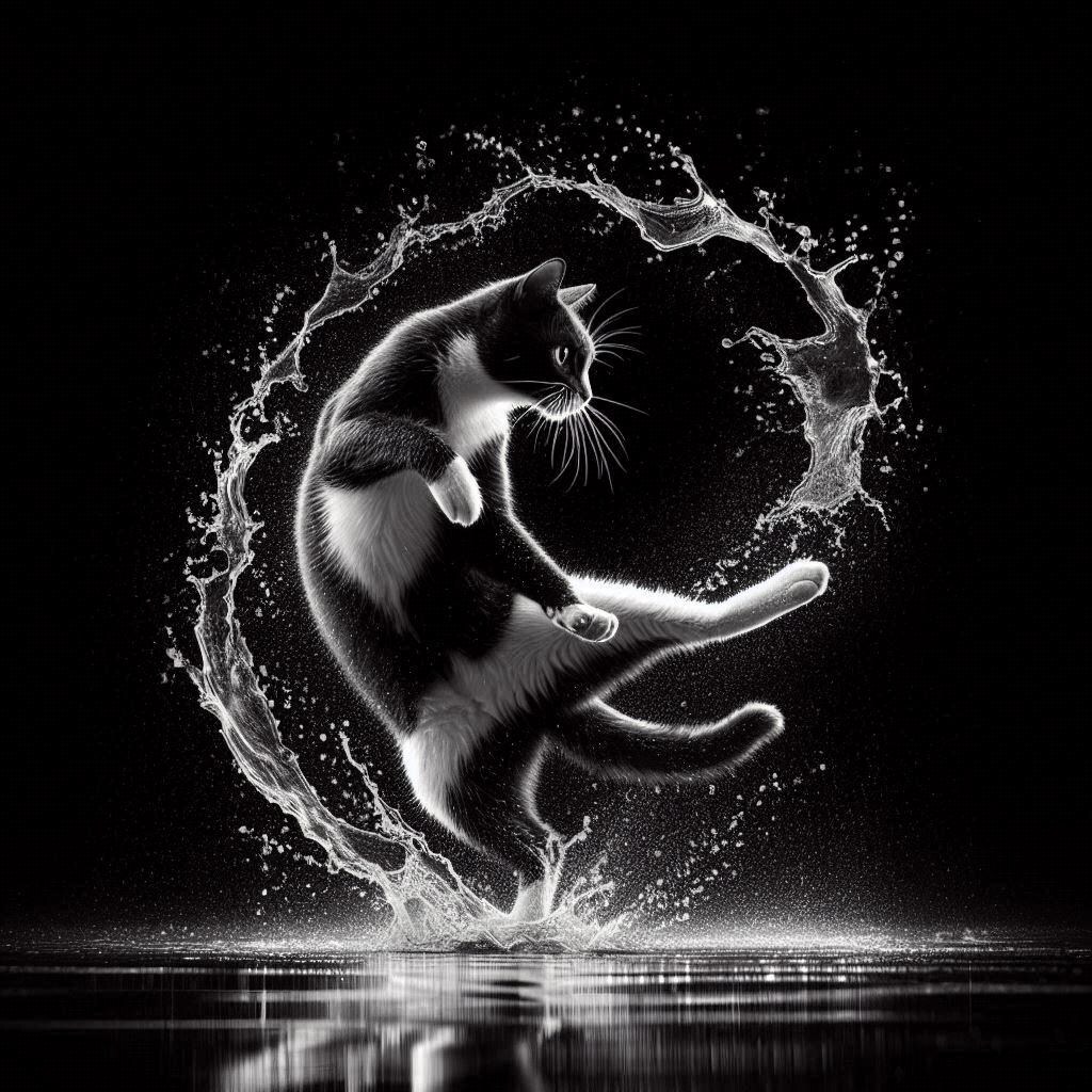 雨を有効活用する猫