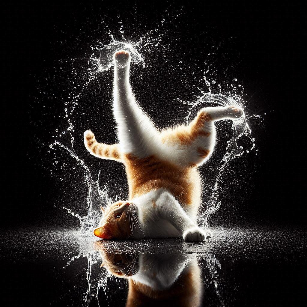 雨を有効活用する猫