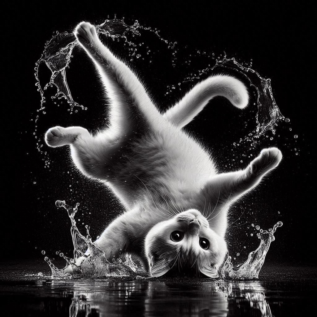 雨を有効活用する猫