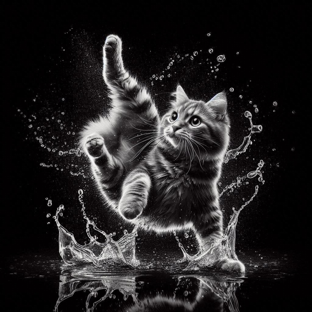 雨を有効活用する猫