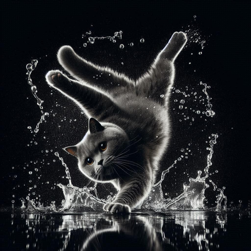 雨を有効活用する猫