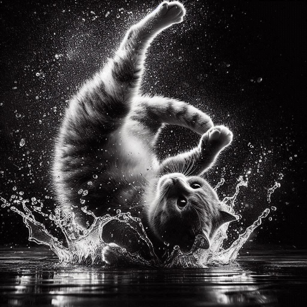 雨を有効活用する猫