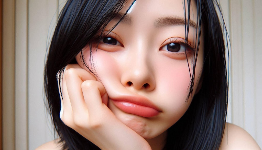 頬杖ガール