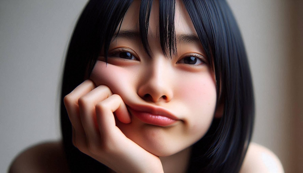 頬杖ガール
