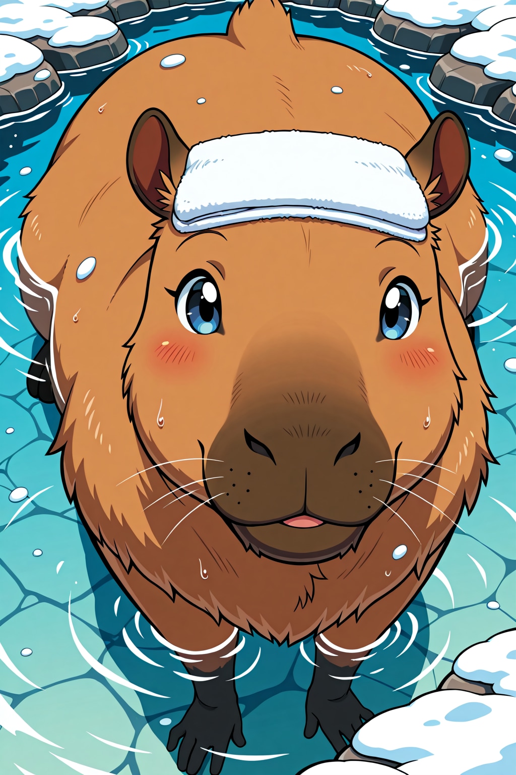 カピバラさんと温泉　その３ | の人気AIイラスト・グラビア