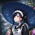 6月の雨を愉しむ和メイドさん 2枚目