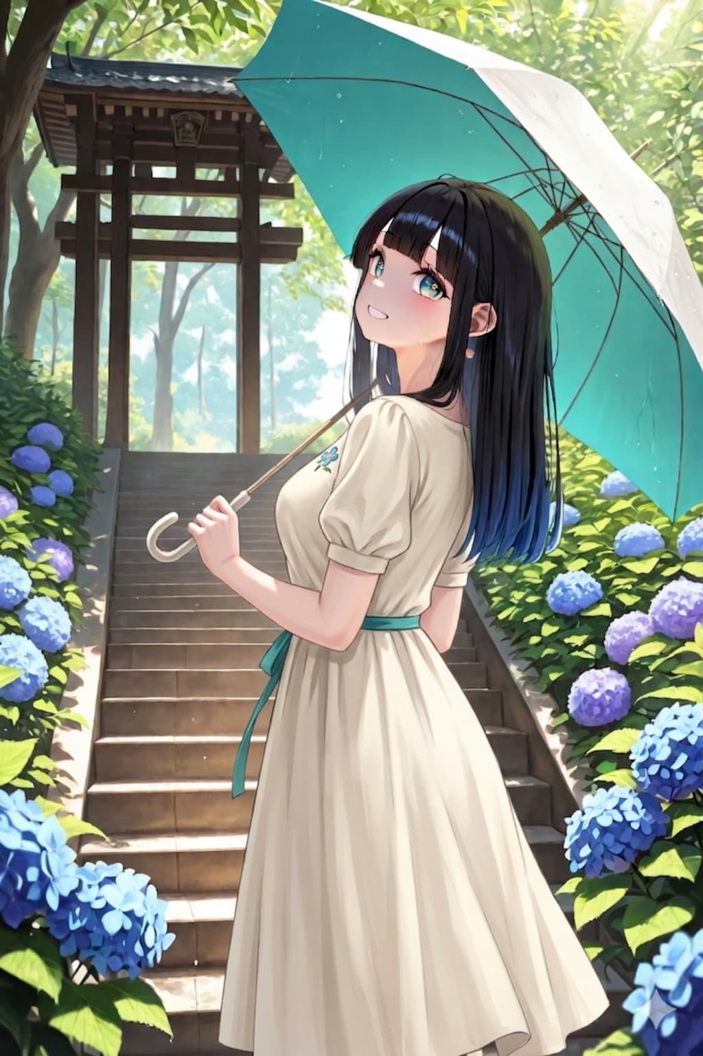 紫陽花の小路に君を想ふ