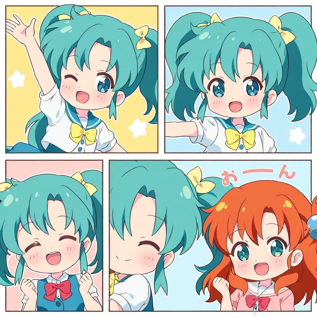 LARIMARで楽しそうに踊るちびちゃんの漫画風 | の人気AIイラスト・グラビア