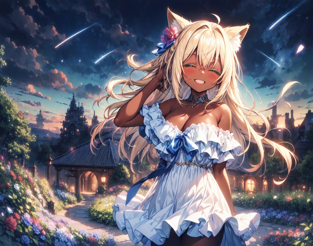 夕暮れの褐色狐娘