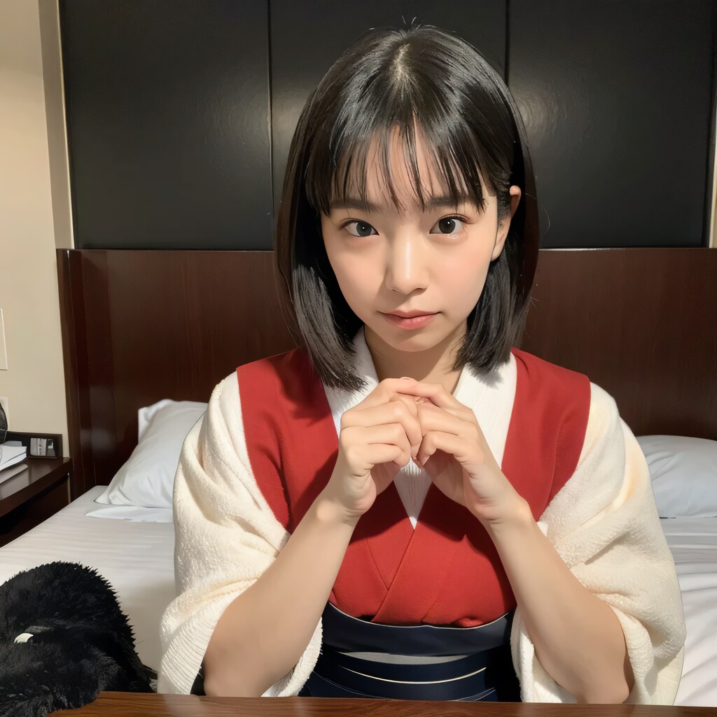 黒髪ロングで巫女服の美女１２