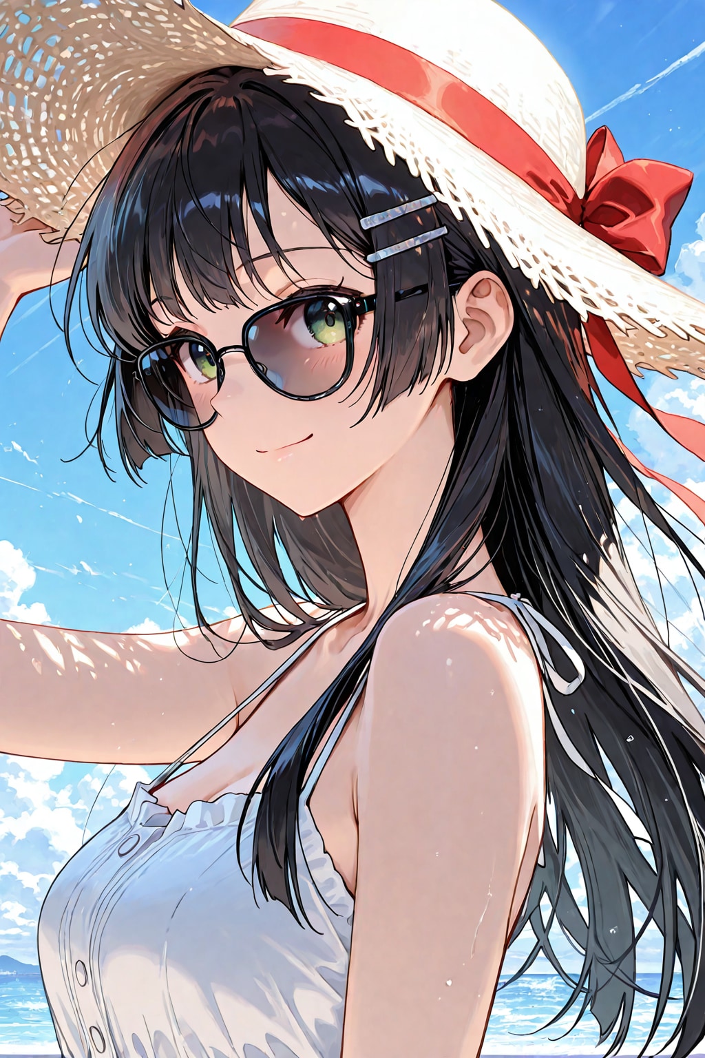 サングラスを着けた海辺の後輩(企画参加)